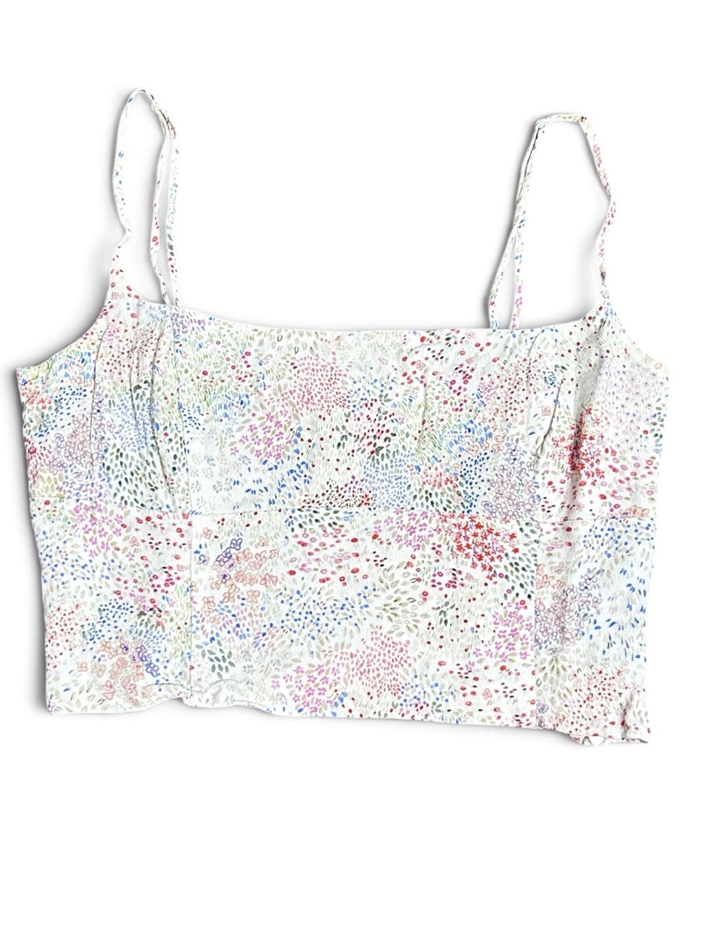 Floral Print Smocked Back Crop Cami Top Spaghetti Strap